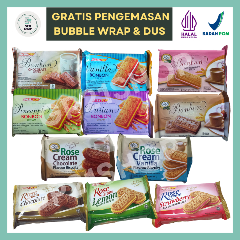 

Biskitop / Denex Bonbon Rose Cream 200gr - Biskuit Snack Cemilan Murah Enak