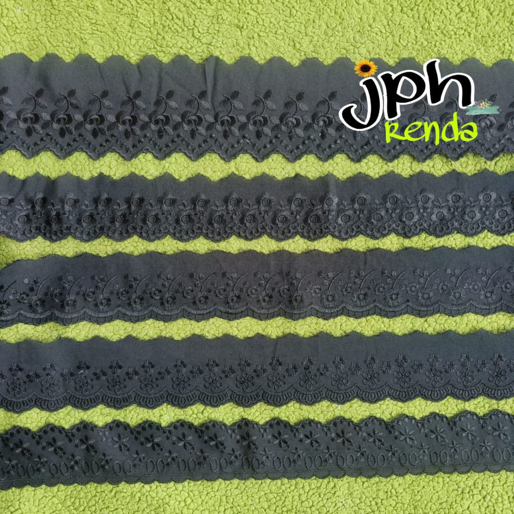 (harga per 100cm) renda katun jepang, renda katun bordir