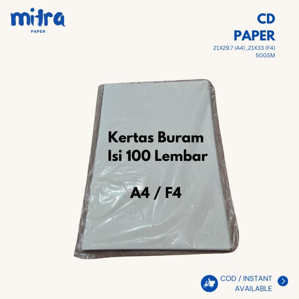 

Kertas Buram / Kertas Koran / Kertas CD / Flipchard Paper 50 GSM Ukuran A4 F4 isi 100 lembar