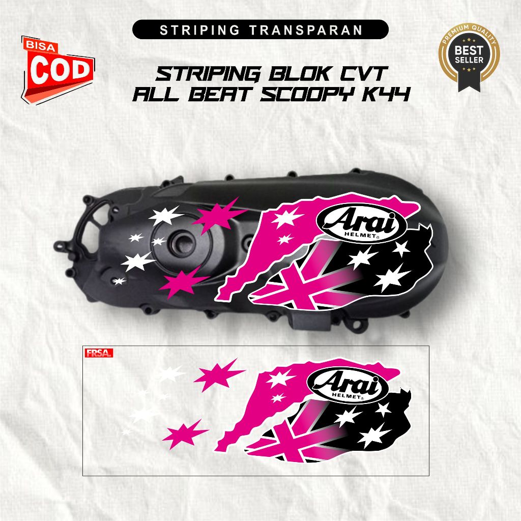 Sticker CVT Motif Arai Flag Bahan Bening Transparan ALL Beat/Scoopy K44