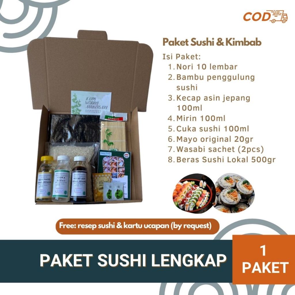 

Paket Sushi Halal - Paket Sushi Lengkap - Hampers Paket Sushi - Kado DIY Sushi