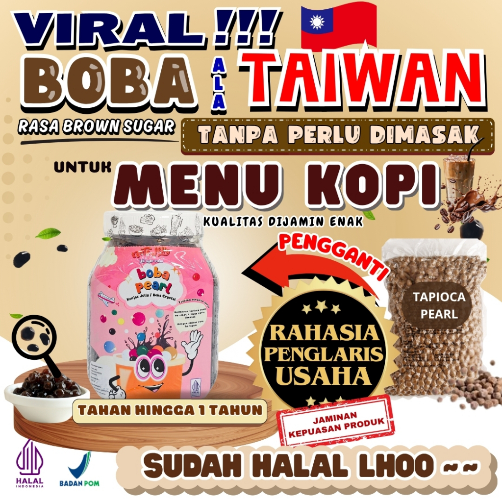 

BobaTapiocaPearlSiapSajiPerpaduan GREENFIELDS Susu UHT Original - Boba Pearl Brown Sugar 500 Gram | Cocok Untuk Semua Jenis Minuman