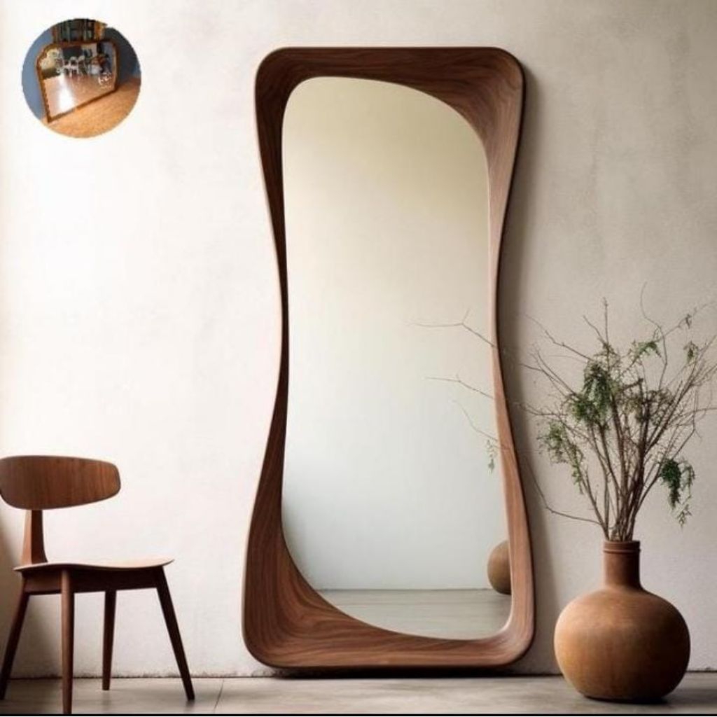Mirror full body abstrack kayu jati / mirror unik 200×70 cm