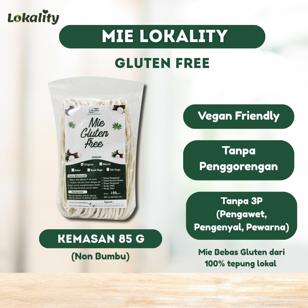 

Mie Lokality 85g - Mie Vegan Noodle - Pasta Spagetti Gluten Free - Mie Singkong Gluten Free