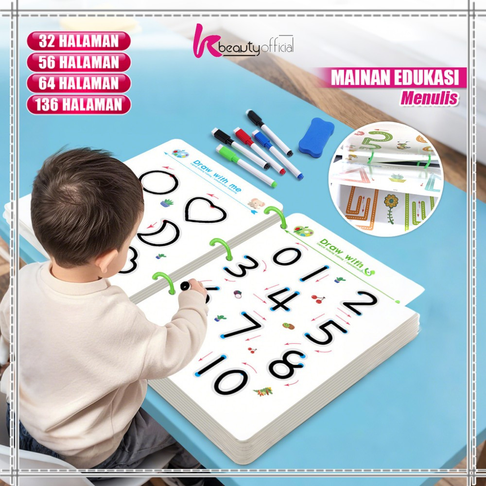 

KB-M386 Mainan Edukasi Menggambar Latihan Menulis Titik Dapat Dihapus Buku Set Magical Tracing Workbook / Buku Kerja Penelusuran Ajaib Anak Serbaguna