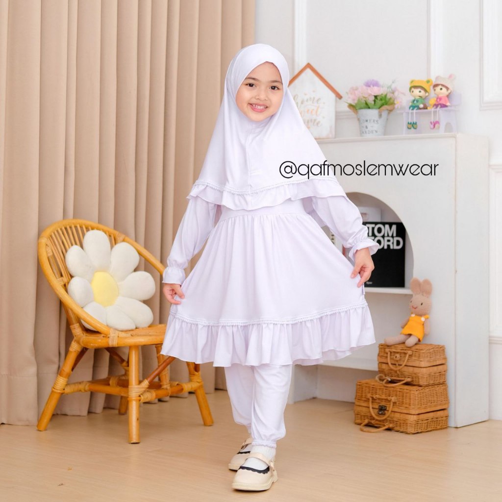 Oneset Putih Anak Celana Tunik Jilbab Setelah Putih Anak Manasik Haji Umroh