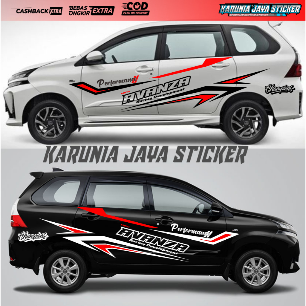 Stiker mobil toyota calya all new avanza cutting sticker avanza lama list mobil veloz trd racing