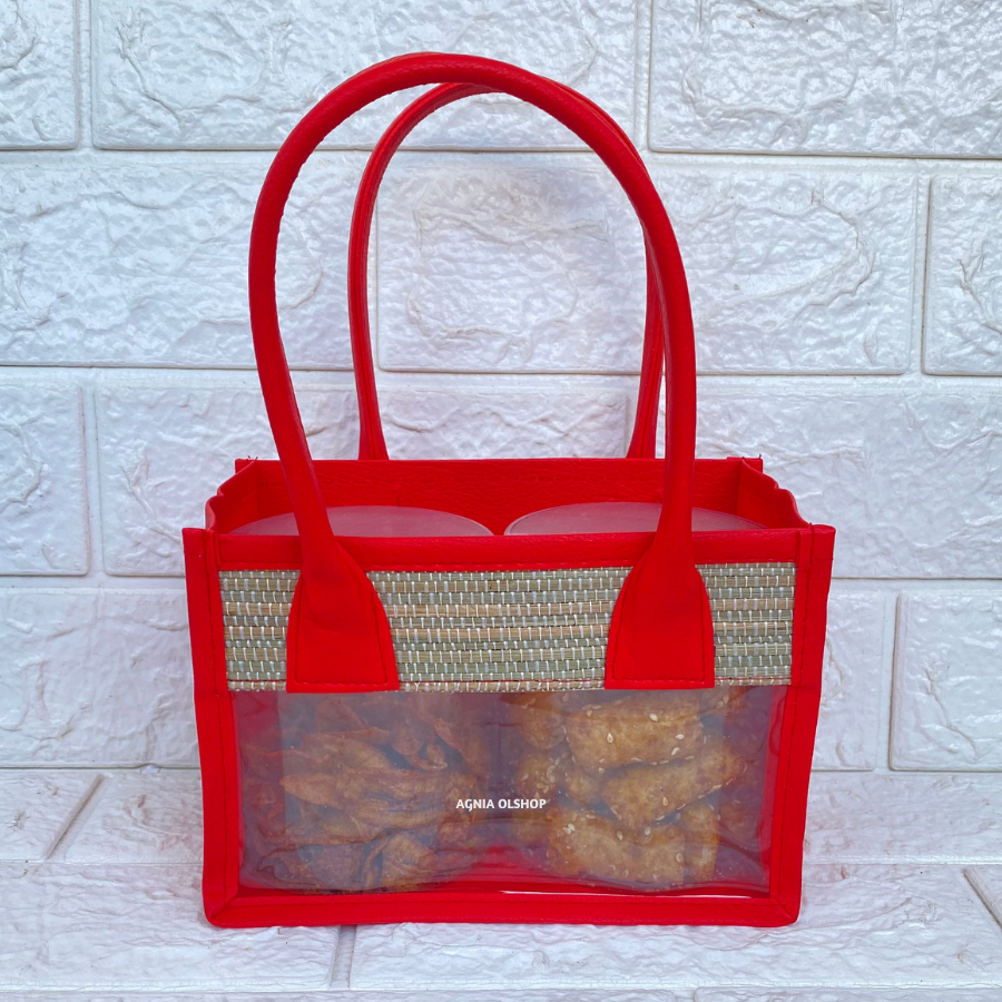 

Tas Hampers Mendong Untuk Isi 2 Toples Silinder (Merah) Keranjang Parcel Mika