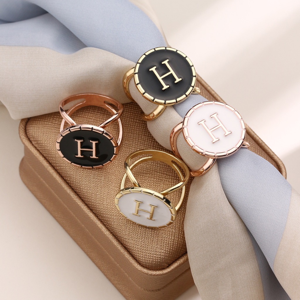 Ring Hijab Bulat Motif Huruf H | Cincin Kerudung | Bros Cincin Hijab | Ring Kerudung Terbaru Bros Pr