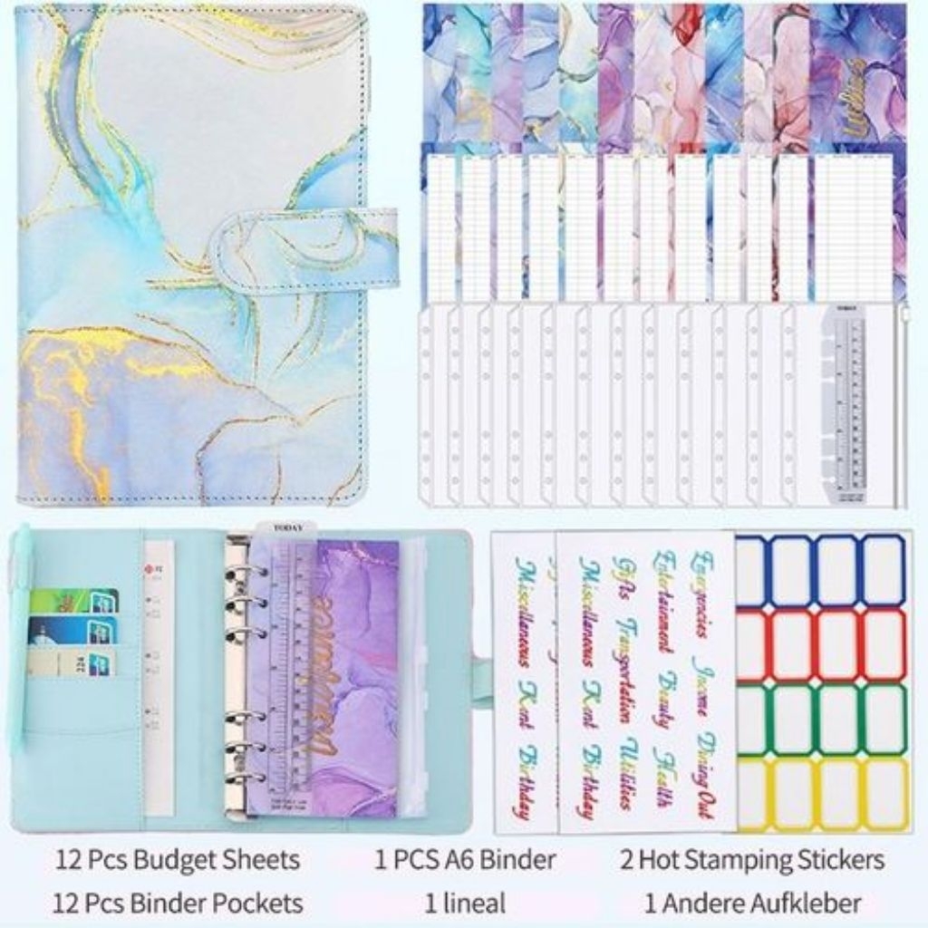 

Binder Kulit PU A6 Unicorn Marble Cover Tanpa Isian 6 lubang Binder Aesthetic Marble Mewah