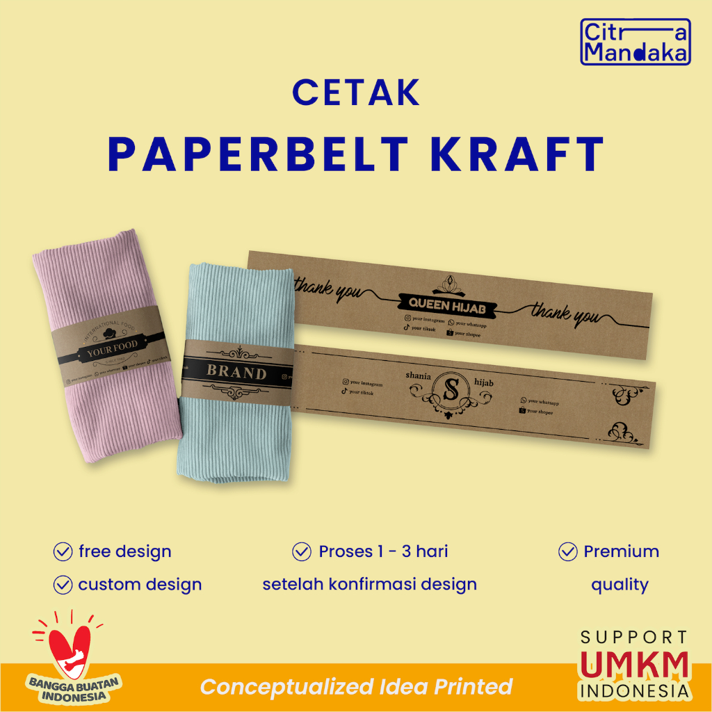 

Paper Belt Custom Kraft Paper 150 Gram Souvenir Bento Ulang Tahun Nasi Box ThinWall Label Nama Baju Free Design