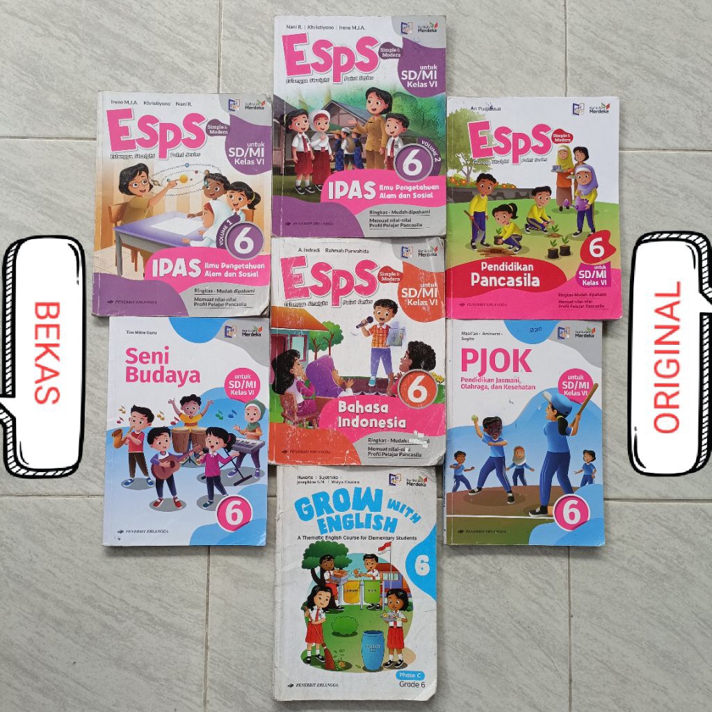 ( BEKAS ) ( ORIGINAL ) BUKU KELAS 6 VI SD MI PENERBIT ERLANGGA KURIKULUM MERDEKA - ESPS MATEMATIKA B