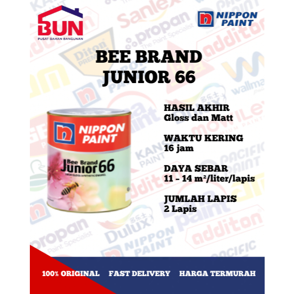 

[BUN] Cat Minyak Nippon Bee Brand Junior 66 kemasan 1 Kg ( 0,8 L )