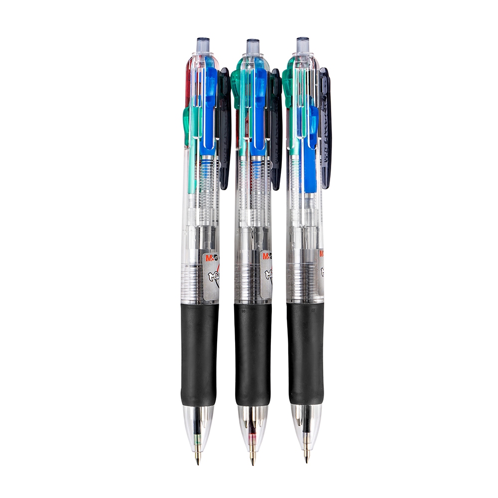 

M&G Ballpoint Pulpen Cetek 4 in 1 Semi-Gel 0.7 mm Super Smooth Non-Slip Grip 4 Warna Hitam Biru merah Hijau #ABP80371