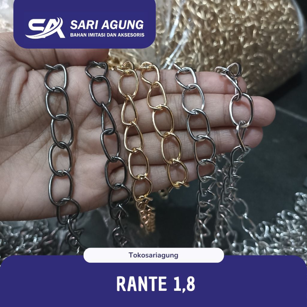 RANTAI TIPIS 1,8 (METER) RANTE 1,8 CHAIN UNTUK TAS AKSESORIS TAS DOMPET