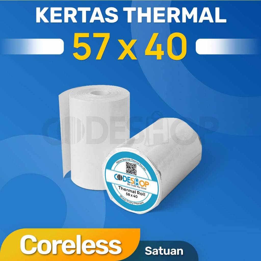 

Kertas Struk Thermal CODESHOP 57 X 40 mm - 1 Slop - Isi 10 Roll