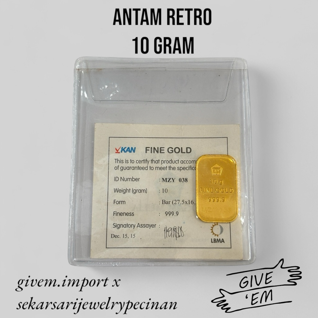10 GRAM LM LOGAM MULIA EMAS ANTAM RETRO CLASSIC KLASIK SERTIFIKAT ORIGINAL ASLI