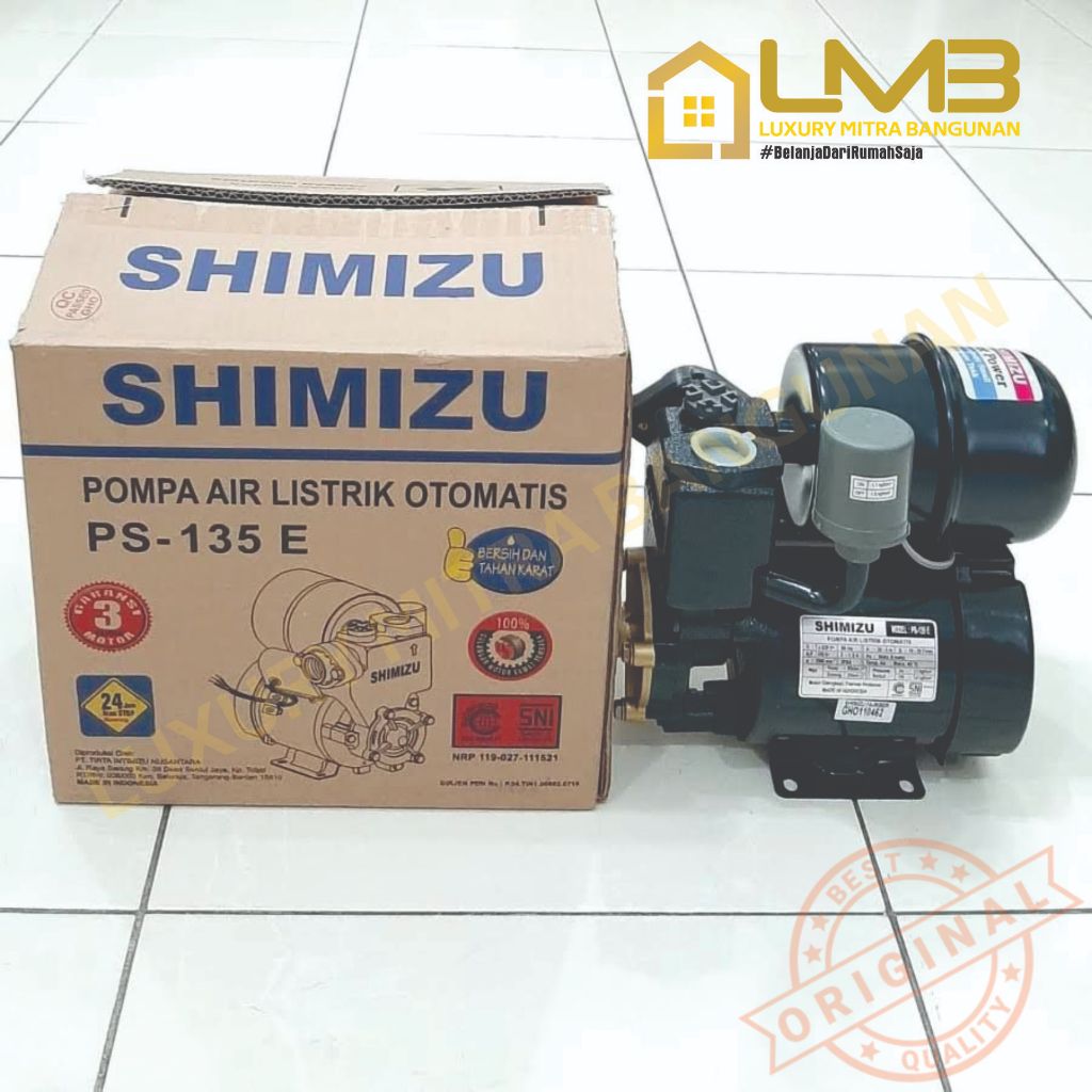 Shimizu PS 135 E | Pompa Air Otomatis 125 Watt | Jet Pump Rumah Tangga Hemat Listrik