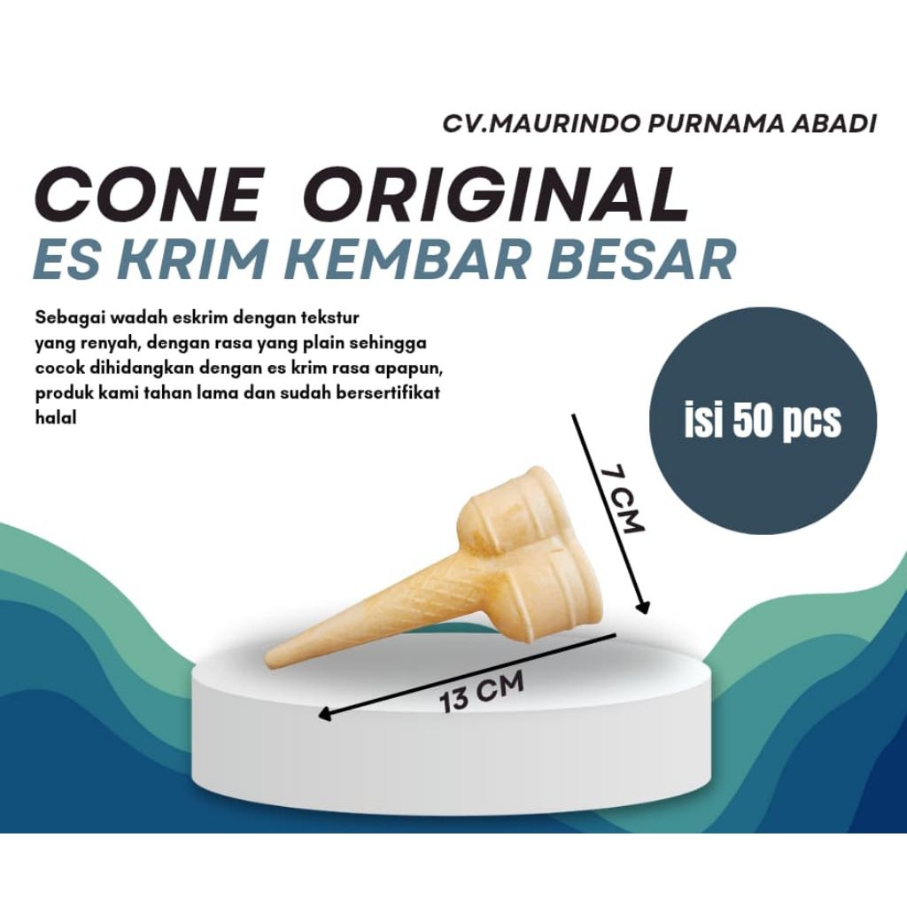 cone/contong es krim kembar besar isi 50 pcs