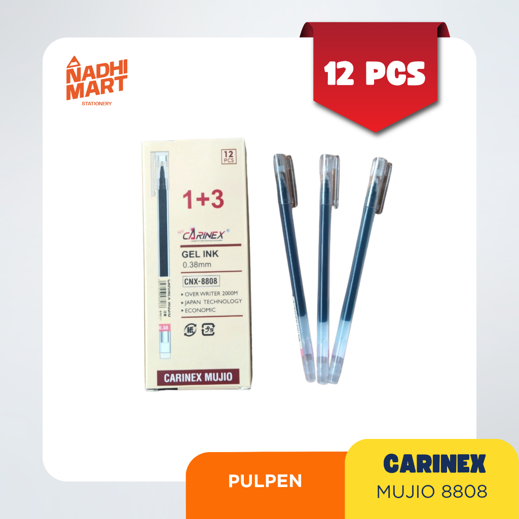 

12 PCS PULPEN GEL CARINEX MUJIO 0.38 MM