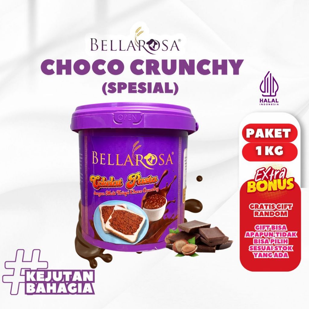 

[SPESIAL] 1KG BELLAROSA Choco Crunchy Selai Coklat Malt Krispi + FREE GIFT