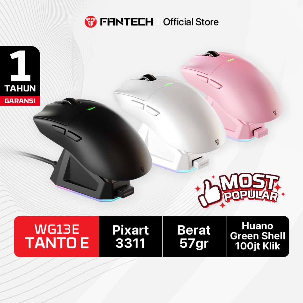 Fantech TANTO E - WG13E Mouse Gaming Wireless Rechargeable PIXART 3311 includes Charging Dock