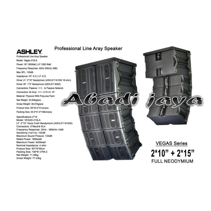 Line Array Ashley VEGAS 215LA 2x15" ORIGINAL GARANSI RESMI Ashley Harga 1Box / Harga 1pcs
