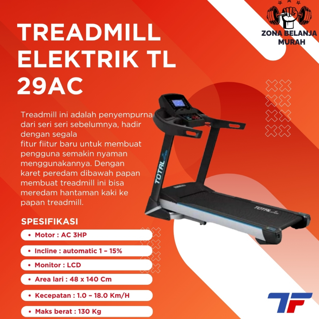 TOTAL FITNESS Alat Fitnes Lari Treadmill Elektrik TL 29 AC