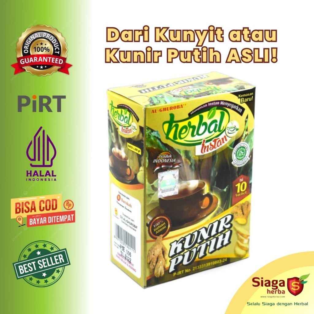 

Kunyit Kunir Putih Instan Jamu Herbal Sakit Haid, Sendi Demam Mag Mual Asma Kanker 200gr Al-Ghuroba