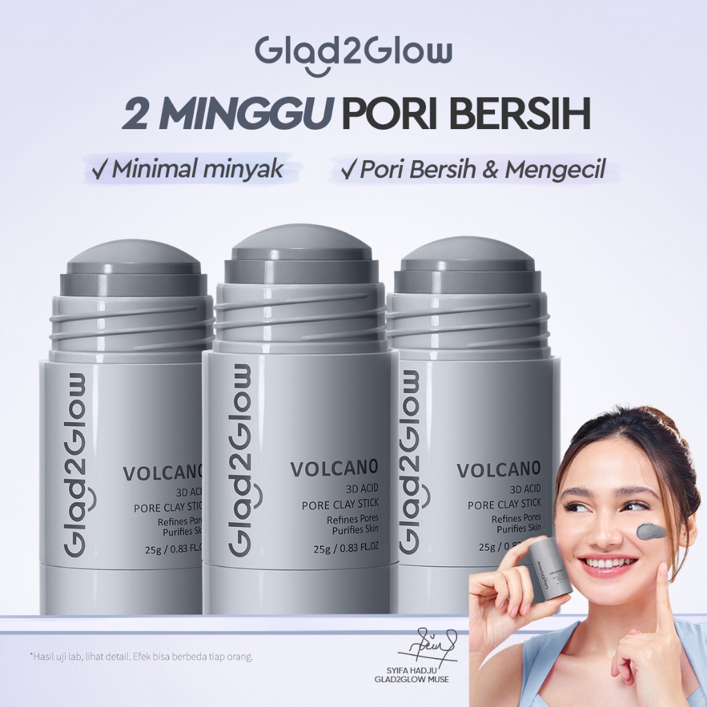 Glad2Glow Volcano 3D Acid Pore Clay Stick Masker Wajah Clay Masker Stik Deep Cleansing Pori Pori Mas