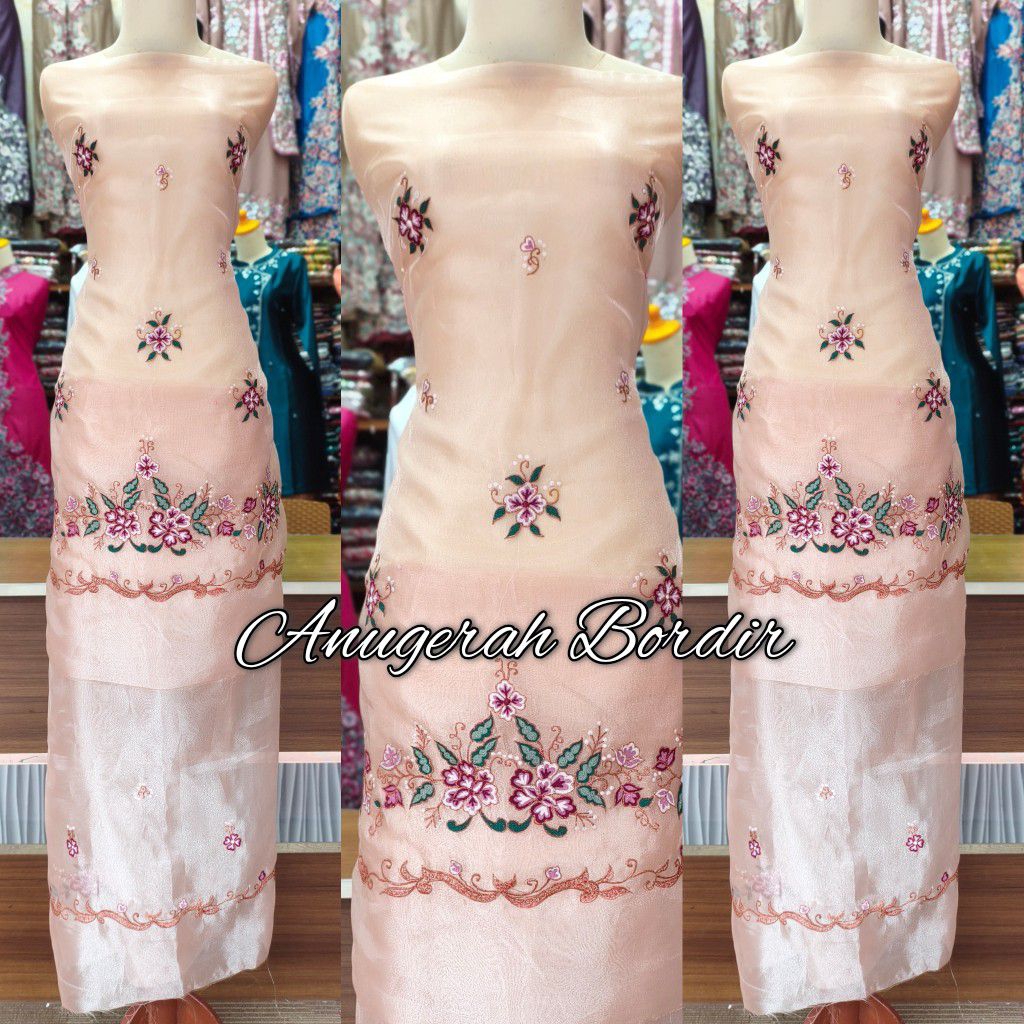 Kurung bordir bahan organza