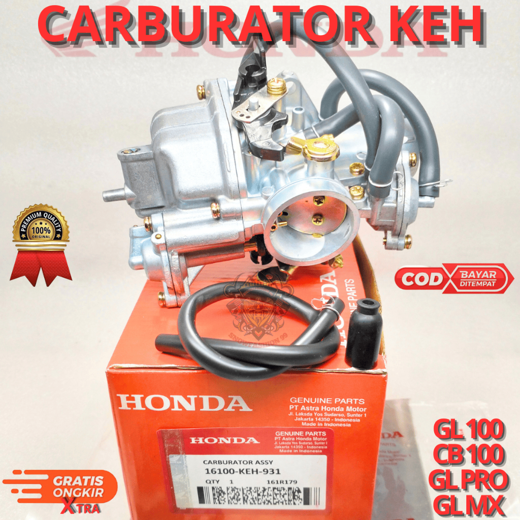 CARBURATOR KEH UNTUK MOTOR GL-100,CB-100,GL-125,CB-125.AHM BERKUALITAS ORIGINAL ASLI ORI