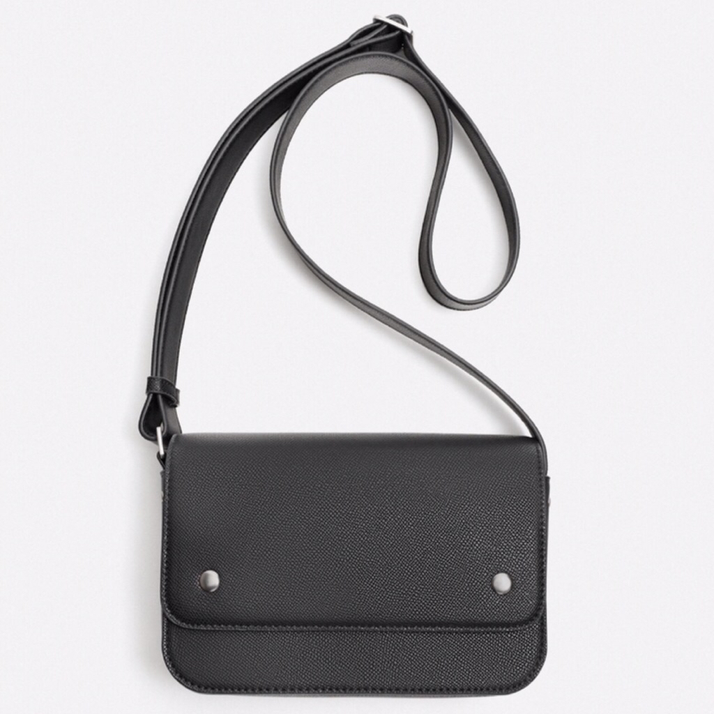 ZARA Men Textured Crossbody Bag Tas Selempang Pria Black