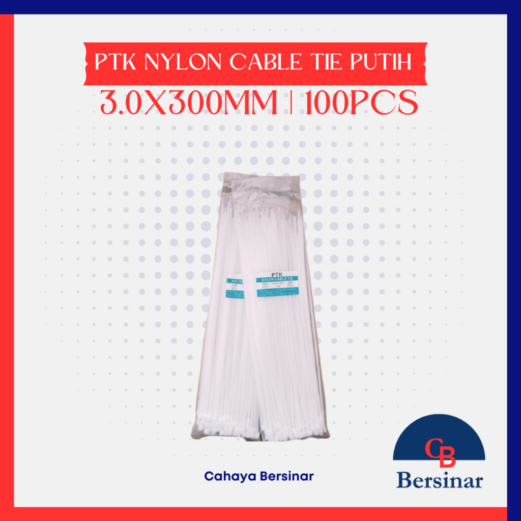 

PTK Nylon Cable Tie Putih 3.0X300MM | 100PCS