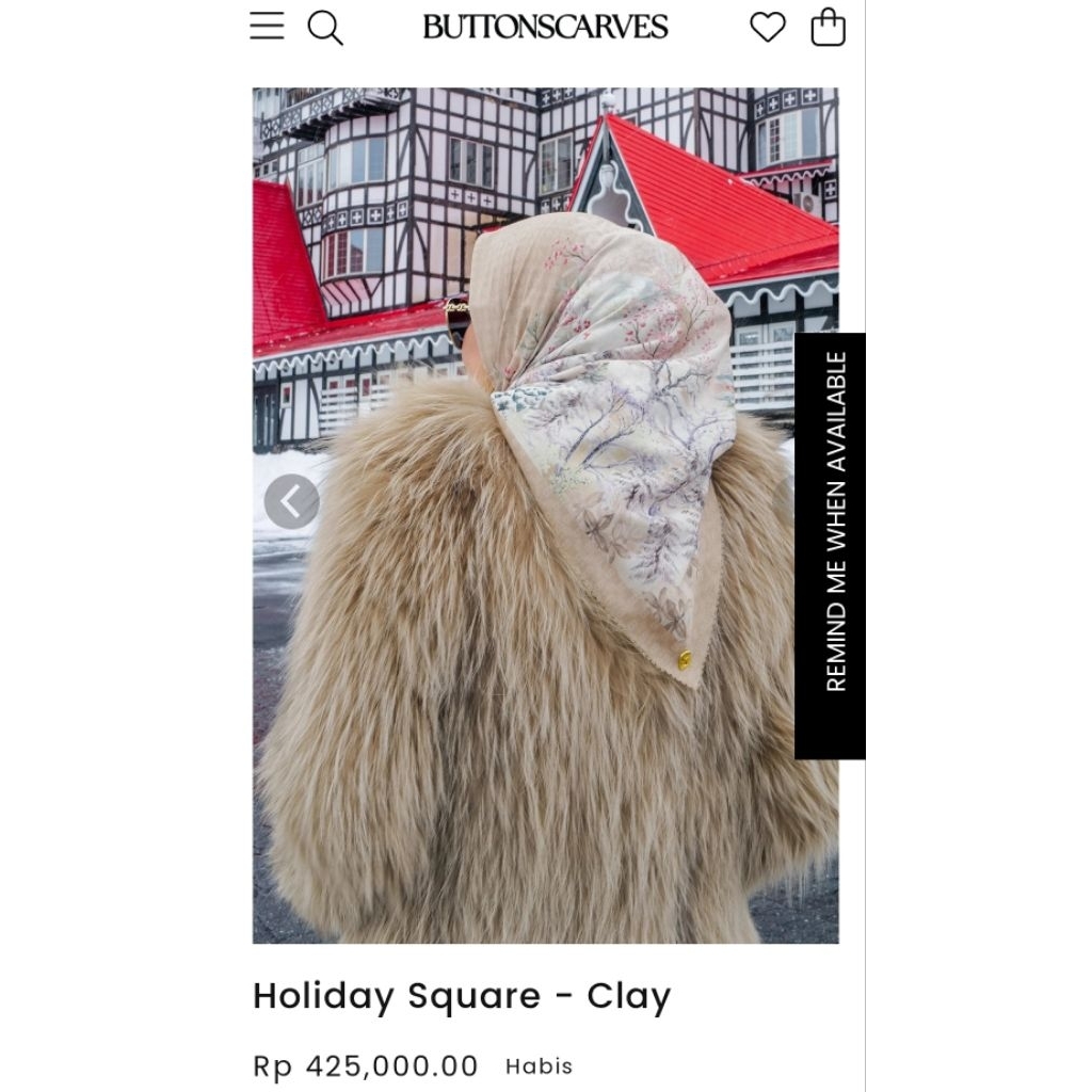 BS Buttonscarves Cream Rare Item - PL - Holiday Voile Square - Clay