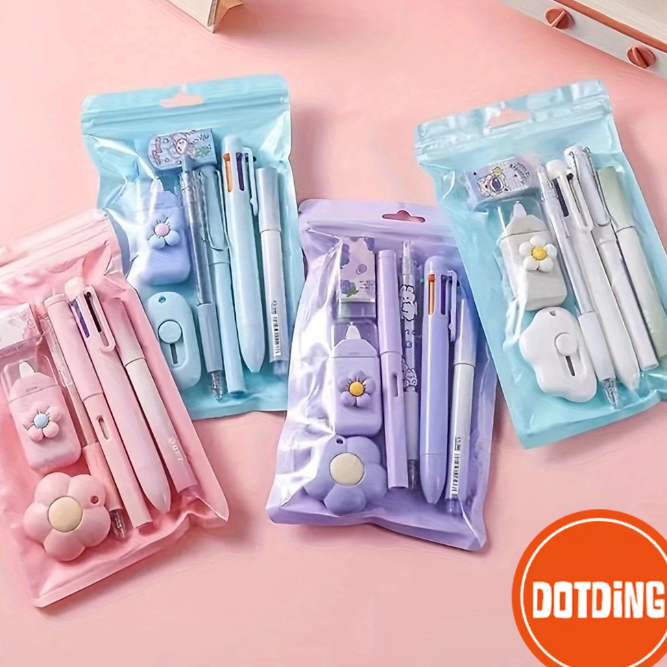 

KODE E55R COD Set 7PieceSet Set Alat Tulis Kawaii Paket Hadiah Perlengkapan Sekolah Lucu Berbagai Macam Alat Tulis Bahan Plastik Tahan Lama
