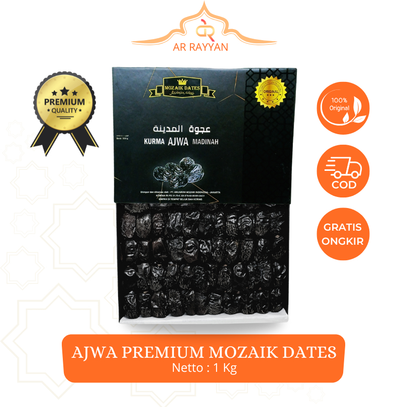 

Kurma Ajwa 1 Kg Mozaik Premium / Ajwa Kurma Nabi Asli Madinah Original