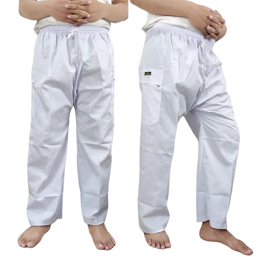 KODE P64N Celana Panjang Pangsi Dewasa KATUN DRILL PREMIUM Sirwal Big Size Umroh Putih Sholat Shalat