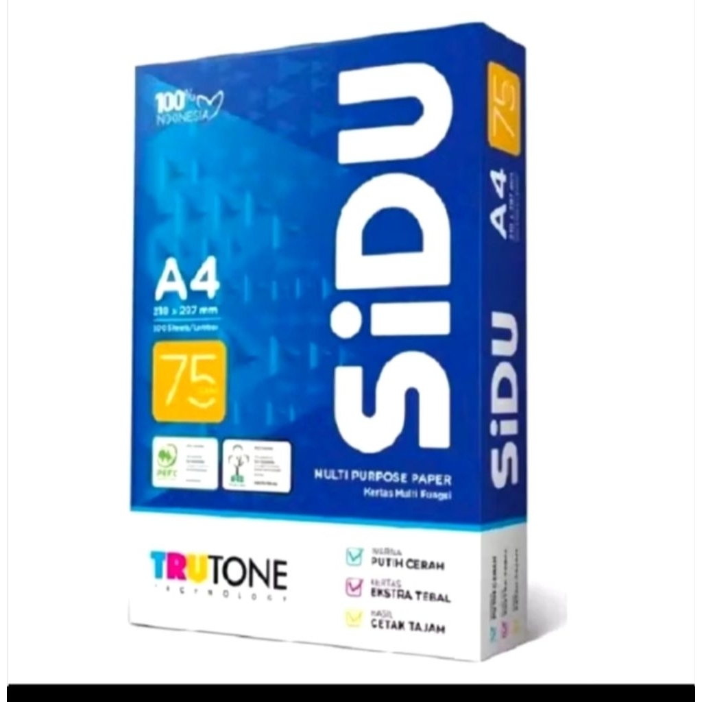 

KERTAS HVS SIDU 75 GSM A4 / KERTAS FOTOCOPY