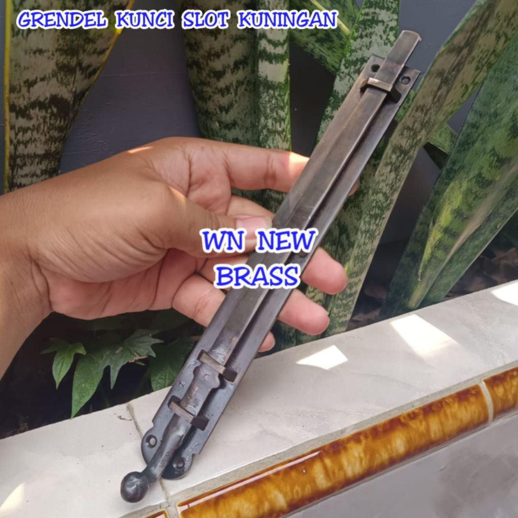 Grendel Kunci Slot Gembok Pintu Rumah Pagar Kuningan Antik 100 cm