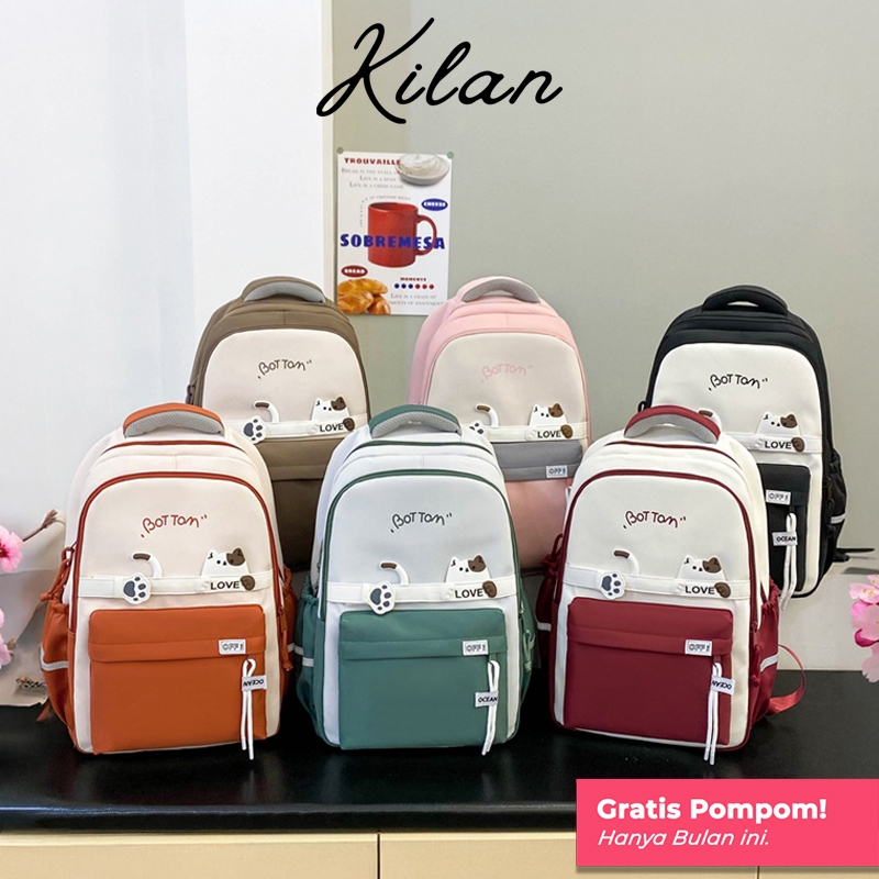 HUMAIRA Tas Ransel Wanita Lucu Backpack Sekolah Gaya Korea Muat Laptop - RS0009