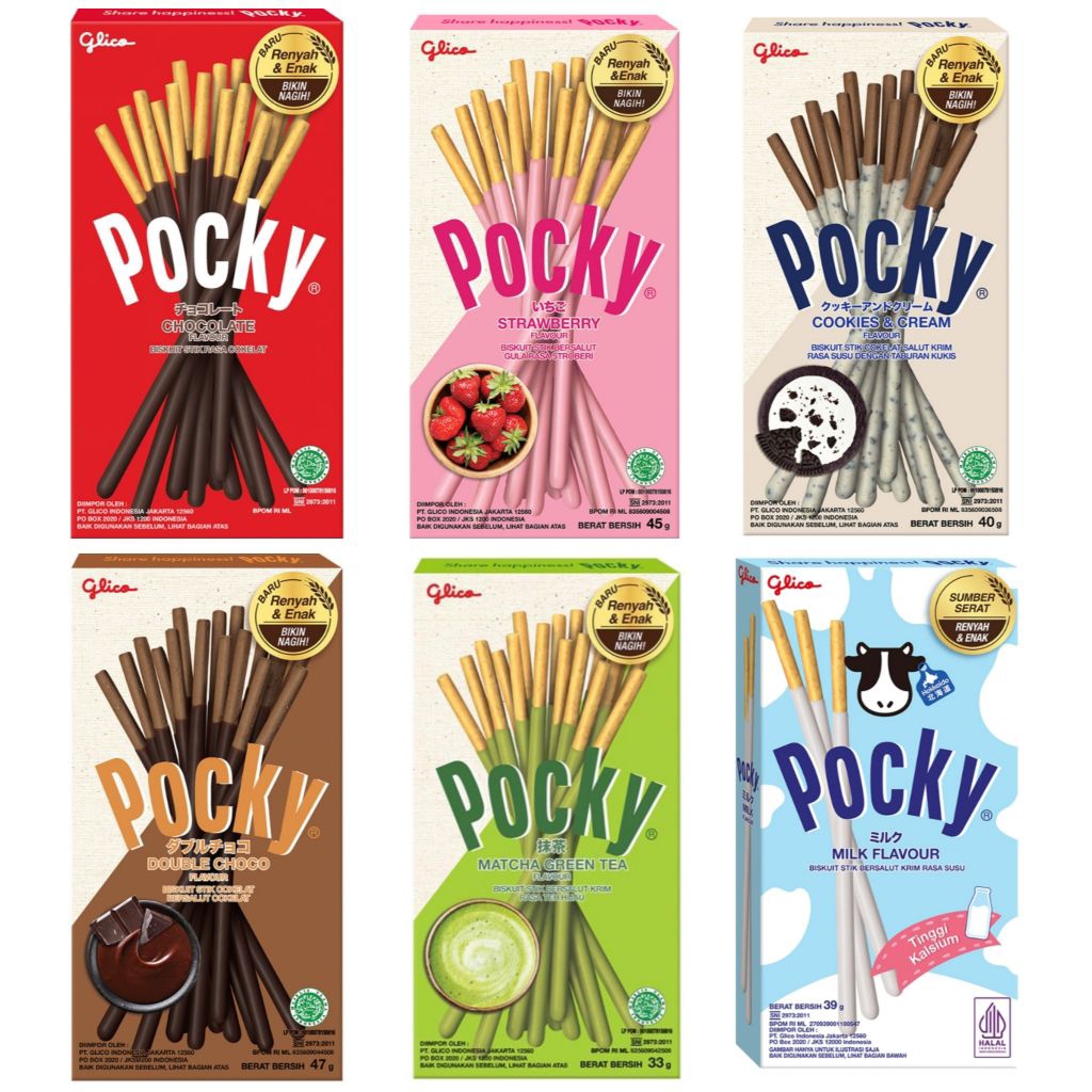 

Glico Pocky Aneka biskuit stik baru susu vanila Chocolate Strawberry Double Choco Cookies Matcha