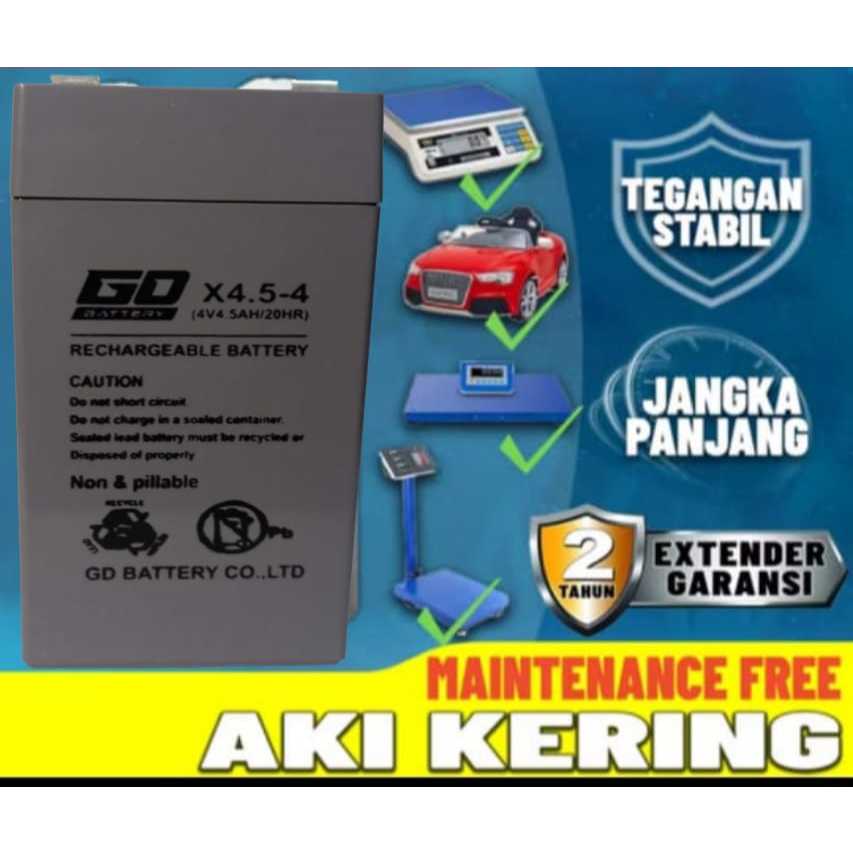 Aki 4V 4,5Ah Aki Kering Timbangan 4V Battery Kecil UPS ACCU 4V 4,5Ah Garansi GD