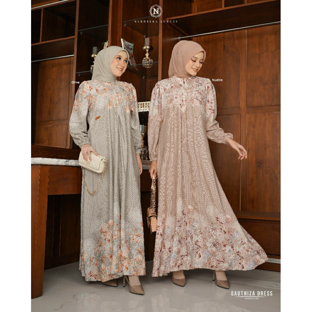 Nadheera Luxury Gauthiza Dress/Gamis Nadheera Luxury/Dress Nadheera Luxury/Gamis bahan Rayon/Dress T