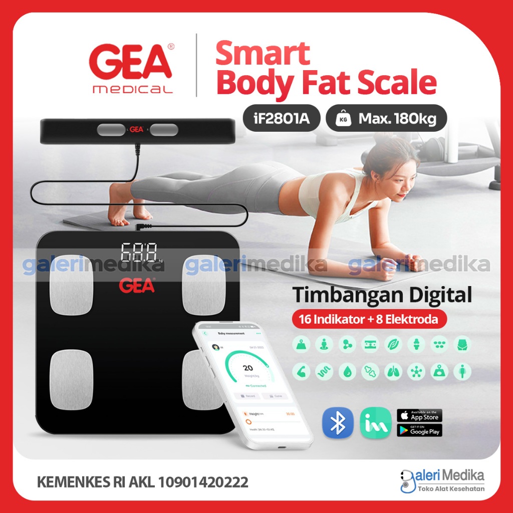 Timbangan Digital Onemed 825 Body Fat BMI Android/iOS / Timbangan Badan BMI, Body Fat Onemed 825