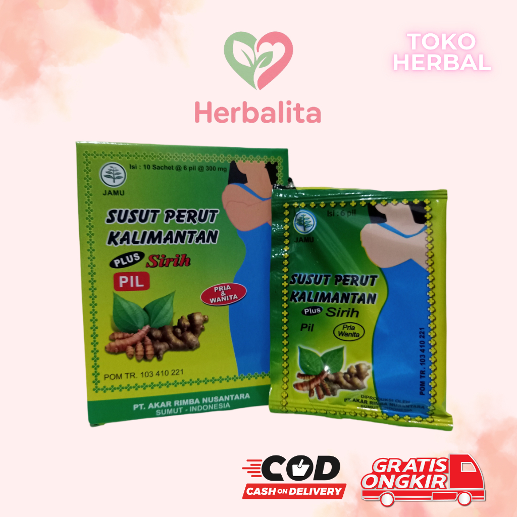 

Herbalita - Susut Perut Kalimatan Plus Sirih Pil Isi 10 Sachet @ 6 pl 300mg Untuk Mengurangi Lemak