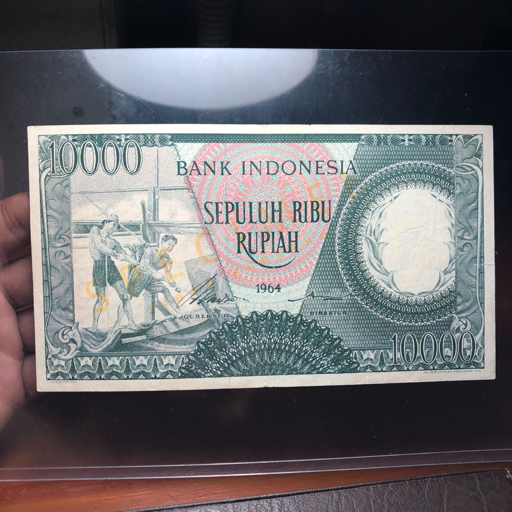 Uang Kuno Pekerja 10.000 Hijau 1964 No. Seri UTH