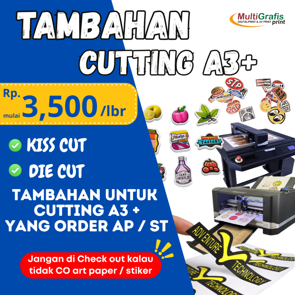 

Tambahan Biaya Cutting Ukuran A3+ _Stiker / Art paper