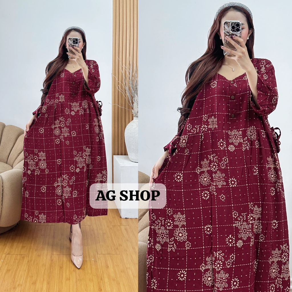 DRESS CHIBI JUMBO LD 130 CM | DASTER GAMIS JUMBO LENGAN 3/4 KANCING DEPAN