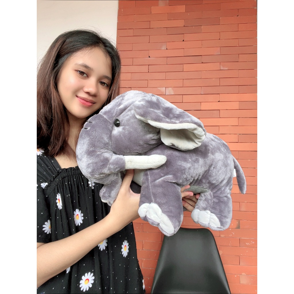 Boneka Gajah Lembut Abu Abu Ukuran L , Boneka Gajah Elephant Lucu